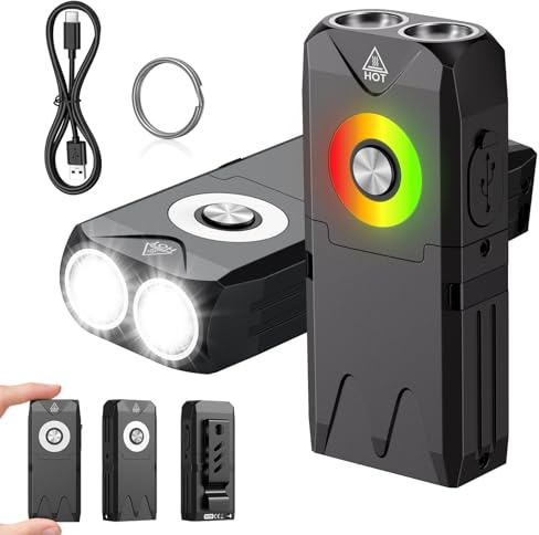 Portable Torch Rechargeable Camping Light 650 Lumens Super Bright EDC Small Torch with RGB Side Light, IP66 Mini Magnetic Keychain Torch, Aluminum Alloy Small Flashlight for Emergency, Hiking, Outdoor