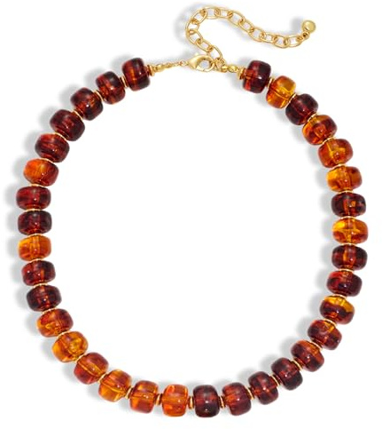 LILIE&WHITE Brown Resin Bead Chunky Necklace for Women Chic chunky Handmade Beaded Necklace Trendy Boho Necklace Jewelry Gift