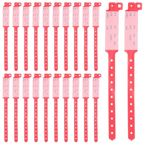 PACKOVE Braccialetti Monouso per Ospedale 100 Pezzi Bracciale Rosso in Pvc per Gestione Efficiente in Ambienti Ospedalieri e Eventi