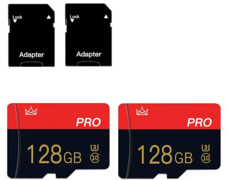 2 Pack 128GB Micro sd Card Class 10 Memory Card | With Adapter, High Speed, For Tablet, For Camera, For Drone