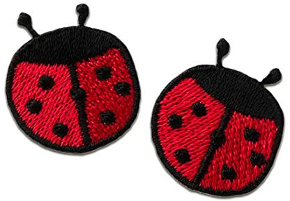 Mono-Quick Marienkäfer Tier Paar Aufnäher zum Aufbügeln 2 x 2 cm Bügelbild für Kinder Mädchen mit Lieblingstier Insekt, Bügelpatch Patches Bügelflicken