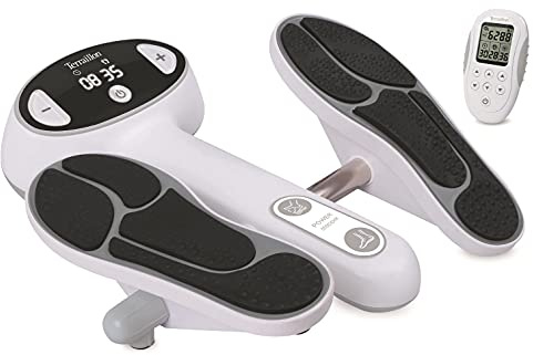 Terraillon Power Stepper EMS/TENS enhet, elektroterapi för ben och kropp, för att främja blodcirkulation och smärtlindring, 2 självhäftande elektroder, radiofjärrkontroll
