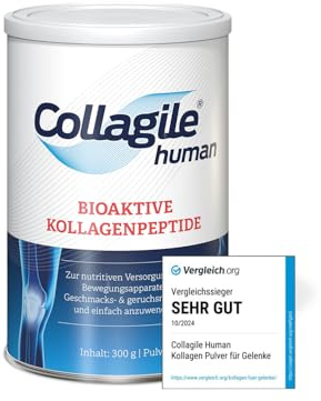 Testsieger: SEHR GUT, Für Gelenke, Knochen und Muskeln - Collagile human | Hohe Bioverfügbarkeit, 100% Natürlich, Einfache Anwendung, Collagile human wird in Deutschland hergestellt.