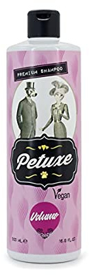 Petuxe Vegan schampo extra volym för husdjur hund schampo katt schampo sulfatfri, saltfri, silikonfri. Vitamin E och vegetabilisk keratin - 500 ml