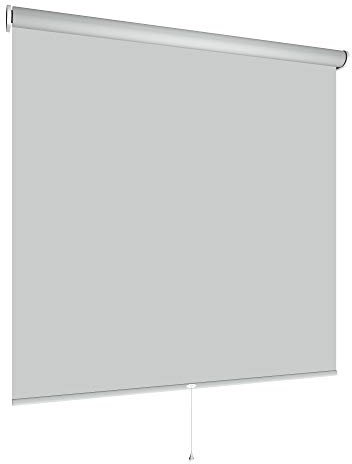 Springrollo Mittelzugrollo Schnapprollo viele Größen und Farben Montage Träger Metall Rollo Vorhang Blickdicht lichtdurchlässig Fenster Sonnenschutz Sichtschutz Blendschutz (90 x 180 cm, Hellgrau)