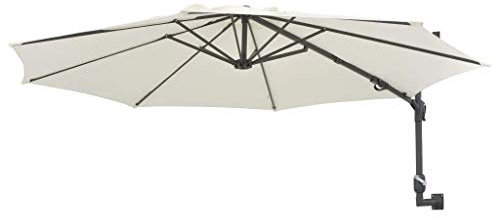 Ausla Sombrilla de Pared con Poste de Metal de 48 mm, Sombrilla con Manivela para Exterior, Terraza, 300 x 131 cm, Beige