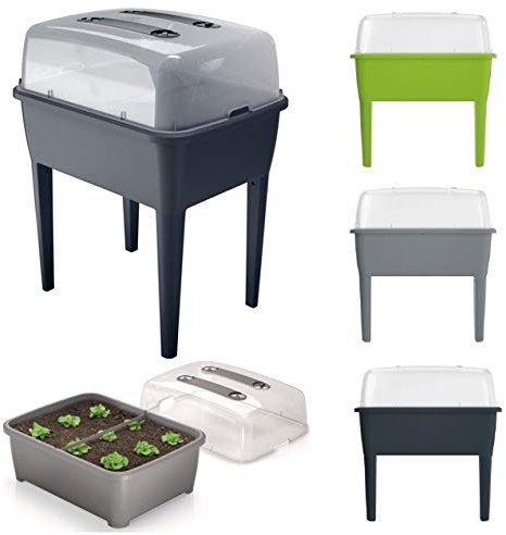 Hochbeet XXL 83L Anzuchttopf Blumentopf Frühbeet Gewächshaus Blumenkasten mit Deckel (Anthrazit)