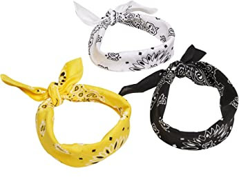 Urban Classics Bandana Unisex Multicolor 3-Pack, negro, amarillo y blanco, Talla única