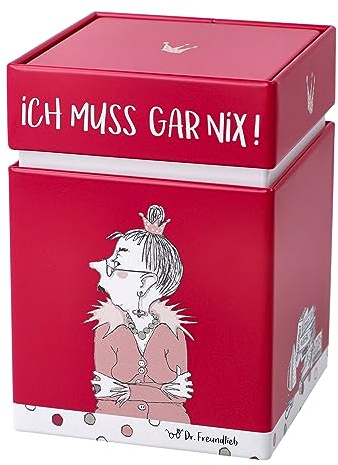 Goebel Ich muss gar nix Teedose Barbara Freundlieb aus Metall, Maße: 7,5cm x 7,5cm x 11cm, 27-001-09-1