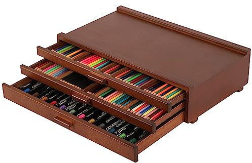 VISWIN per Artisti a 3 Cassetti con Divisori Rimovibili, Organizzatore Portatile in Legno di Faggio per Materiale Artistico