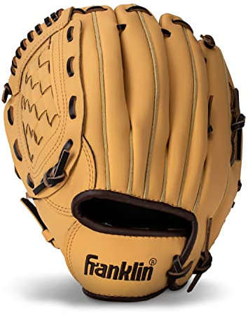 Franklin Sports Baseball + Softball Glove - Field Master Baseball + Softball Mitt - Adult + Youth Glove - Men's + Women's Baseball + Softball Gloves - Left Hand Throw - 10.5 - Camel Brown