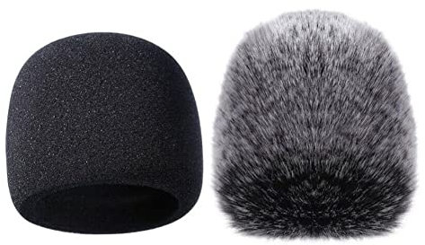 2 Stück Mikrofon Furry Windschutzscheibe Muff Windschutz Schaumstoff Abdeckung für Blue Yeti