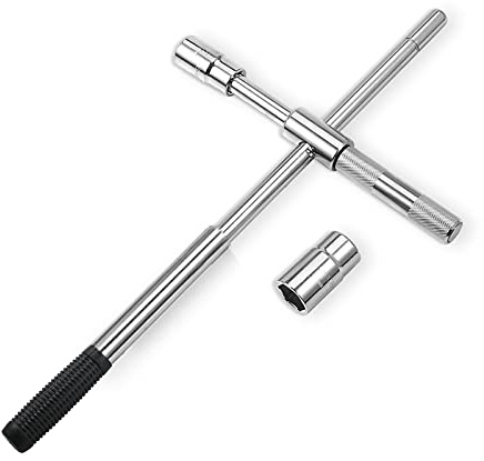 HolaKit 23 Heavy Duty Universal Extended Lug Wrench, 4 Way Lug Nut Wrench with 17/19/21/23mm Sockets, Folding Type Tire Iron Remover, Tire Change Kit, Wheel Wrench, Telescopic & Detachable Design