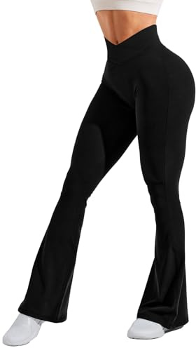 Navneet Pantalones Campana Mujer de Yoga con Bolsillos Pantalones Elasticos Leggins Deportivos Push Up Cintura Alta Termicos Invierno Trabajo Chándal, Negro, S