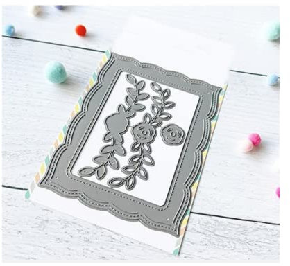 Sredwtk Blumen Stanzschablonen Rahmen Cutting Dies Metall Prägeschablone Stanzformen Schablonen für Scrapbooking DIY Grußkarten zum Geburtstag Einladung zur Einschulung Kinderkarten usw