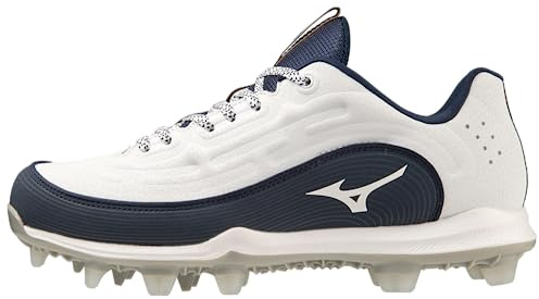 Mizuno Women's Finch Elite 6 Low TPU Softball Cleat, weiß/marineblau, 40 EU