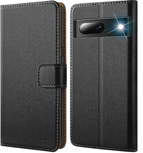 HOOMIL MagFlip Handyhülle für Google Pixel 7 Hülle, [Erstklassige Handwerk] Premium Leder Tasche Klappbar Case Schutzhülle - Schwarz