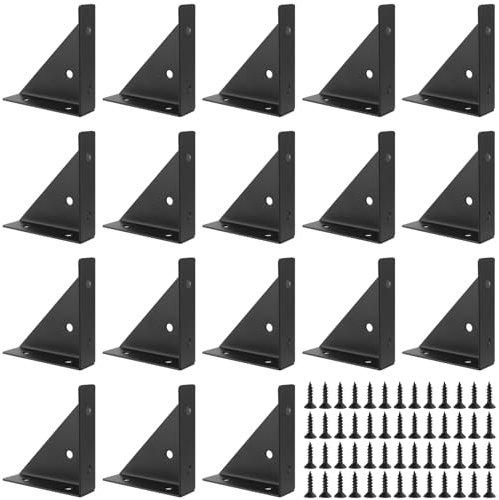 SINJEUN 18 Stück Schwarz Eckwinkel Metall, 66x19x92mm Winkel Eckwinkel, 90 Grad Eckverbinder Winkel Befestigungs, Verbindungsstütze mit Schrauben für Schreibtischbettkante, Schwarz