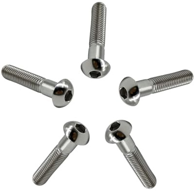RISON-Titanium 5 Pezzi Viti a Testa Bombata in Titanio con Esagono Incassato M6x30mm, Viti a Brugola Bulloni in Titanio, Vite a Testa Semicircolare Vite a Bottone a Testa Tonda per Bici Moto