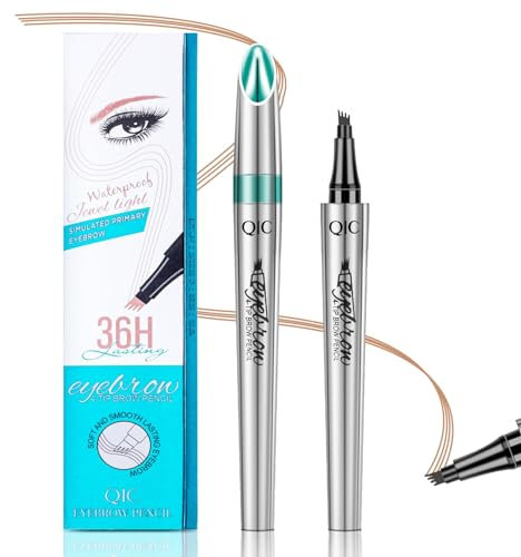 3D Wasserdichter Augenbrauenstift mit 4 Gabelspitzen, Microblading Augenbrauenstift, Augenbrauenstift Härchenzeichnung, 4 Punkt Brauenstift Langanhaltend Natürliche Augenbrauen Make-up (Grau)