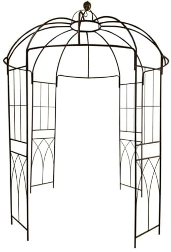 Mokka Vogelkäfig Form Gartenbogen Pergola Pavillon Bogen für Kletterpflanzen Französischer Stil Pavillon Outdoor Metall Gartenlaube für Hochzeit Party Dekoration