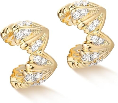 Jenosy 14K Ear Cuff Gold Damen Nicht Piercing Öffnen Wrap Ohrringe Vergoldet Filled Cubic Zirconia Ohrmanschette Gold Handmake Hypoallergene Schmuck Geschenk für Frauen