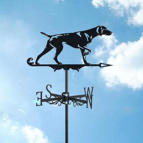 ZNEL Metall-wetterfahne Tiere Deutsch Kurzhaar Vorstehhund Wetterhahn Aus Edelstahl Mit Richtungsanzeiger Für Dachmontage Im Freien Bauernhof Garten Gazebo Dekorationen