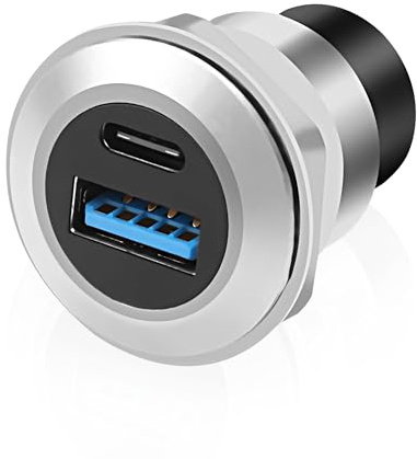 XMSJSIY Adaptateur USB 3.0 Type C - Filetage fixe - USB A/Type C - 20V 3A 60W - Prise femelle - Joint anti-perdus - Panneau châssis - Connecteur