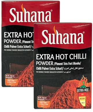 Suhana Spices Mix Powder - Curry Masala Recipe Mixes Casserole Seasoning Herbs - Simplifies & Speeds Up Cooking Process (Pack of 2, Suhana Extra Hot Chilli Powder 200g)
