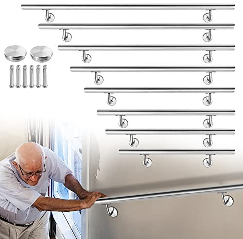 ROSEJANE Edelstahl Handlauf Treppengeländer für Aussen & Innen Robust Geländer Wandhandlauf Treppe 100cm