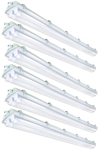 Jopassy 8er Pack LED Feuchtraumleuchte 150 cm 6500K Kaltweiß 2x 24W T8 Röhre 4800lm IP65 Wasserfest Wannenleuchte Kellerleuchte Feuchtraum für Garage Keller Bad Büro Warenhaus