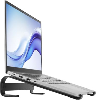 QWORK® Support Ergonomique en Aluminium pour Ordinateur Portable, Compatible avec Les Ordinateurs Portables de 10 à 18 Pouces, réduit la surchauffe de Votre Ordinateur Portable