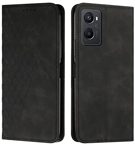 KOUYI Compatible con OPPO A96 5G / Reno 7Z Funda de teléfono, Ranura para Tarjetas Plegable de Cuero sintético PU, Soporte con Cierre magnético, Fundas a Prueba de Golpes (Negro)