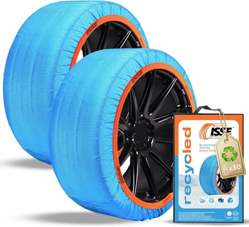 ISSE - Recycelte Schneeketten T-54, Schneeketten aus Textil - Omologate EN 16662-1 Schnee- und Eisketten - Satz mit 2 Ketten