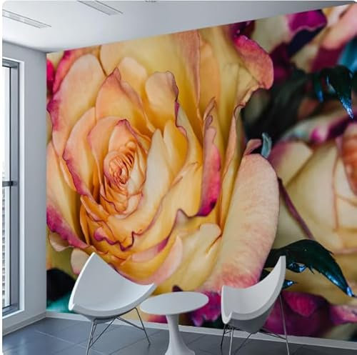 vsdhlsidgl 3D-Tapete, orange Rose, Tapeten, Heimdekoration, Wandgemälde, Tapeten für Wohnzimmer, Schlafzimmer, Sofa, Dekoration, 3D, 430 x 300 cm