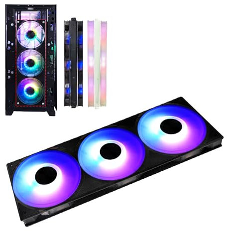 Ventilador de Caja de Computadora ARGB de 360 Mm y 5 V, Unidad de Ventilador de Marco único de 360 Mm con Ventiladores RGB de 3 X 120 Mm, Velocidad del Viento del Ventilador de