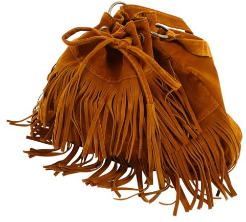 COLLBATH Vintage Damen Bucket Bag Mit Fransen-akzenten Vielseitige Umhängetasche Und Crossbody Tote Geräumige Beuteltasche Für Alltag Und Besondere Anlässe in Braun