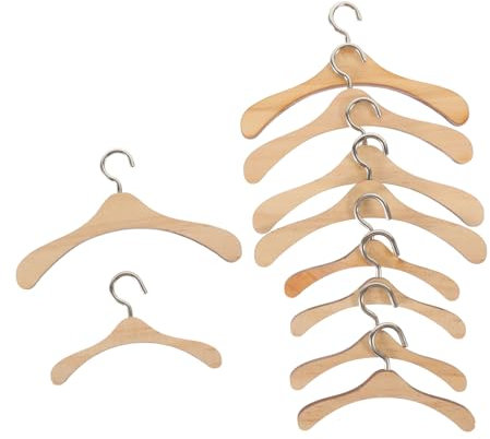 JOINPAYA 10stücke Holz Kleiderbügel Für Puppenkleider Miniatur Puppenkleider-Halter Kleiner Kleiderständer Für Puppenmode