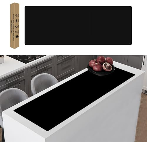 49.2x15.7(125cmx40cm) Large Silicone Mats for Kitchen Counter, Non-Slip Placemats, Heat Resistant Countertop Protector, Waterproof Craft Mat, Black