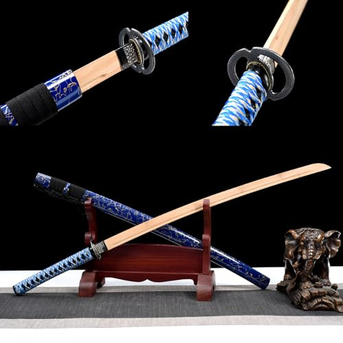 HJHUUA Hölzernes Katana mit Scheide,Klinge aus natürlichem Bambus,handgefertigtes Samurai-Schwert aus Holz für Cosplay,Kendo,Kampfsport,Training,Geschenke,Dekoration