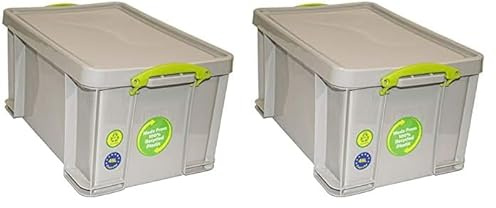 Really Useful Box Plastic Storage 48 Litre Recycled Dove Grey (Pack of 2)