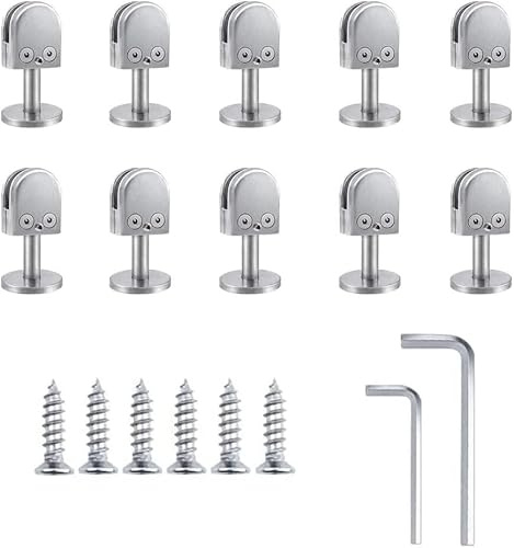 CTRSM Glasklemmen, Halter für gehärtetes Glas, Glasklemmen, 304 Edelstahl, Glashalterung, U-Geländerhalterung, Glasclips for Treppenhandläufe, Glasregalklemme, 10er-Pack, passend