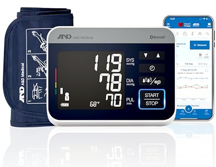 A&D Medical Precision Check Pro Blood Pressure Monitor for Home Use with Bluetooth UA-910BLE - Wide Range Cuff (8.6-16.5 / 22-42cm), 4 Users, iOS & Android Compatible, AC Adapter & Carrying Case