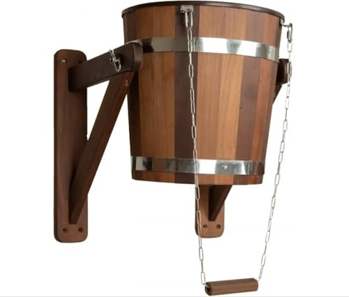Wasserfall-Duscheimer 20 l aus Thermo-Linde mit Kunststoffeinsatz | Schwalldusche/Eimerdusche für Sauna | Saunazubehör für Kaltwasserguss & Kontrastduschen