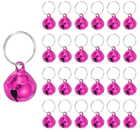 PATIKIL 24 Campanellini Per Cani Mini Campanelli Per Gatti Campanellini Per Collari Di Animali Domestici Portachiavi Adorabili Campanelli Metallici Sonori Per Charm Rosa Fluorescente