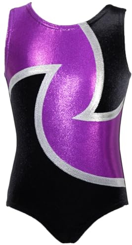 GymStern Turnanzug 1001 Nacht – Mädchen Kurzarm Gymnastikanzug | Gymnastik-Trikot/Turnbody aus Samt für Turnen & Gymnastik mit Rundhalsausschnitt – Made in Germany - SCHWARZ-ZYKLAME-WEIß - 134/140