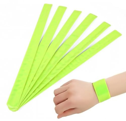 KLINNA 6 pezzi di nastri riflettenti a scatto in verde | Nastro riflettente per pantaloni bicicletta come protezione dei pantaloni | Forti riflettori per la sicurezza per jogging, ciclisti e bambini