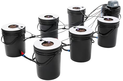 DDZcozy Hydroponics Grow System avec Top Drip Kit de culture en eau profonde, système de culture hydroponique avec 7 pots de fleurs et pompe à air pour fraises, salade