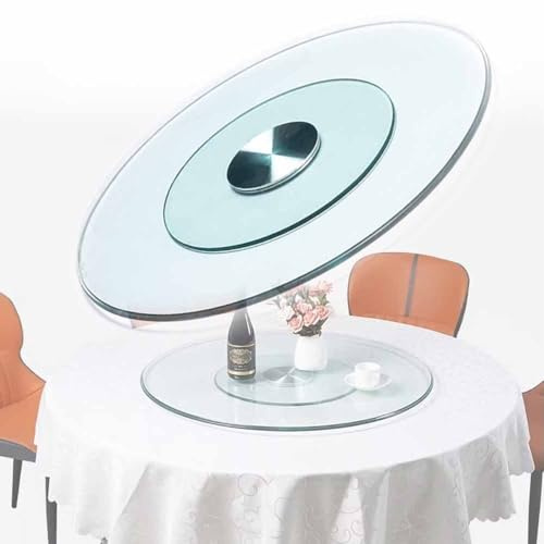LFONDIGE Plateau tournant Lazy Susan 35 39 Grand Format Transparent pour Table à Manger 20 24 27 31 Plateau de Service antidérapant Plateau de présentation Rond en Verre trempé antidéflagrant (