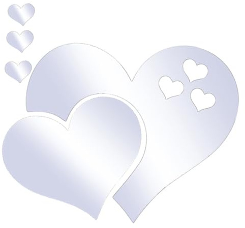 AUTSUPPL Adesivi in Acrilico Argento per Specchio a Forma di Cuore Decorativi Adesivi da Parete per Soffitto e Collage Artistico